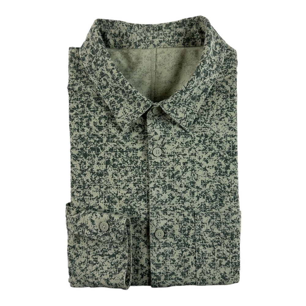 Lululemon Mens Particle Camo Performance Button Front Shirt XL Mint Green